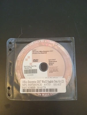Microsoft Office Enterprise 2007 Applications Student Media with Product Key! - Image 1 of 3