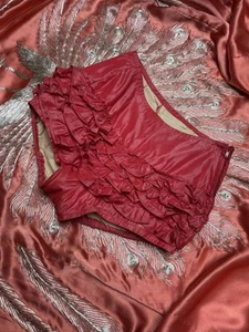 Vintage 1940s Shorts Side Zip Coral Ruffle Costume Rare Hot Pants - Picture 1 of 3