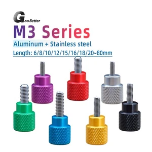 M3 M4 M5 M6 Knurled Thumb Screws Aluminum Hand Grip Knob+Stainless Steel Bolts - Picture 1 of 18