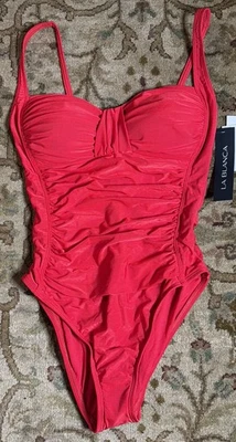 La Blanca NWT SIZE 8 Island Goddess RED with Ruched Front - Image 1 of 4