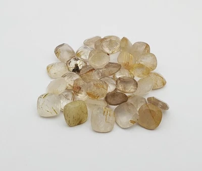 Natural Golden Rutile Quartz Loose Stone Cushion Cut 10 MM 100 CT 27 Pcs - Image 1 of 3