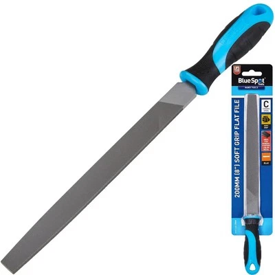 BlueSpot 200mm Soft Grip Flat Filing 8" Metal Wood Shaping Tool DIY Hand File - Image 1 of 3