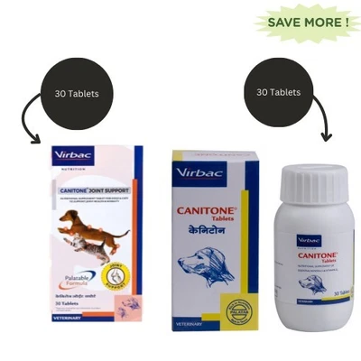 Virbac Canitone Joint Support And Virbac Canitone Calcium supplement 30 tabs e.a - Image 1 of 3