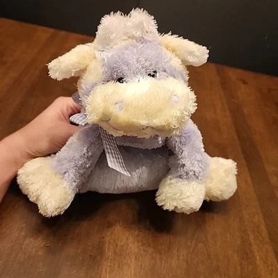 Animal Adventure Plush Purple Cow Gingham Bow 8” Stuffed Animal 2005 Baby Lovey - Image 1 of 4