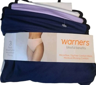 Nuevo con etiquetas 3 PK Warner's Blissful Benefits 3XL/10 Plus Bragas Cintura Alta Tanga Foto 1 de 3