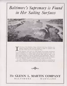Original 1929 Glenn L Martin Aircraft Print-Ad / Baltimore Supremacy - Picture 1 of 1