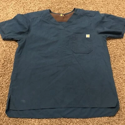 Carhartt Womens M Teal Cotton Blend Scrub Top A16 - Image 1 of 4