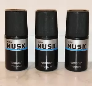AVON MUSK MARINE Roll On Anti-perspirant Deodorant 50ml. 3PC Set - Picture 1 of 10