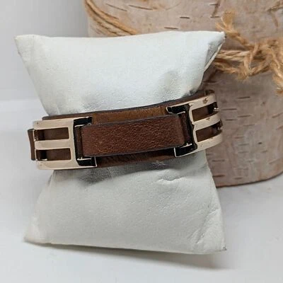 Желтовато-коричневый браслет-манжета Hayden-Harnett Celina с бронзовым оборудованием «H» - Изображение 1 из 4