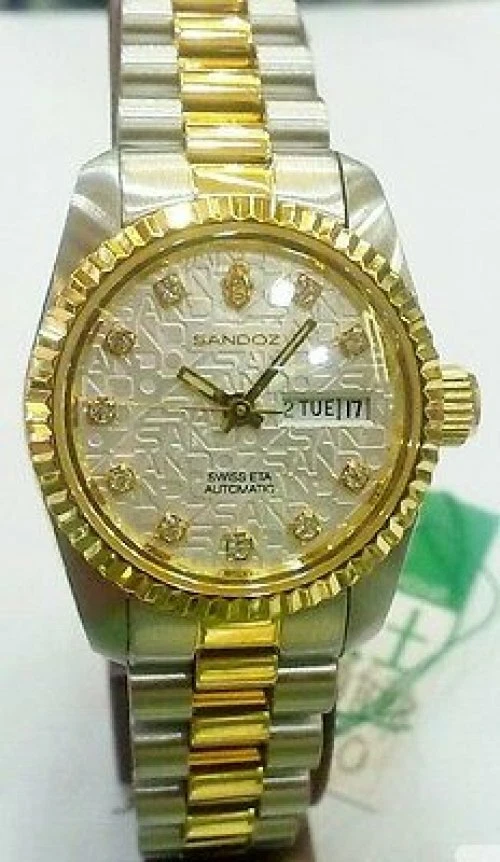 Reloj automático para dama Sandoz dorado plata acero inoxidable 398235D-12-8 Foto 1 de 1
