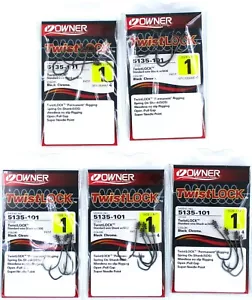 (5) Packs Owner Twistlock Hooks Size #1 Black Chrome Hook 5135-101 Brand New - Picture 1 of 1