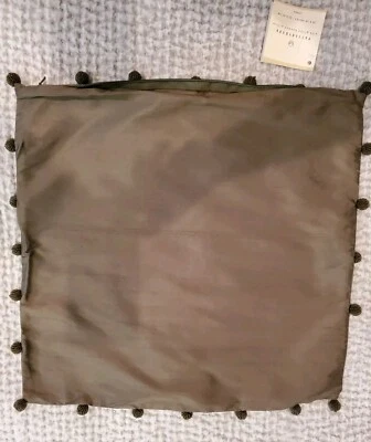 POTTERY BARN 100% Silk Beaded Globes Pillow Sham Dark Green  18x18  - Image 1 of 4