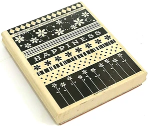 Estampilla de goma de gran tamaño Stampin' Up Happiness Floral 2007 6" x 5" retirada - Imagen 1 de 5