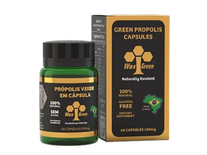 6 Flaschen Brazil Wax Green Bee Propolis 500mg (60 Kapseln) - Immunbooster - Bild 1 von 3