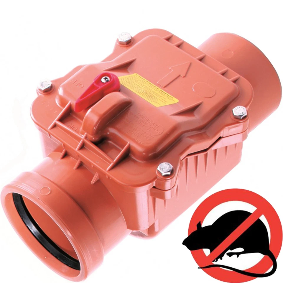 RÜCKSTAUKLAPPE DN 100 Ø 110 RÜCKSTAUVERSCHLUß RATTENSCHUTZ HT KG ROHR █▬█ █ ▀█▀ - Bild 1 von 1