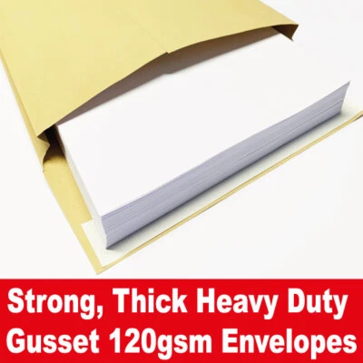 C4 25mm Gusset Envelopes Strong Brown Manilla A4 120gsm Thick Expanding Width