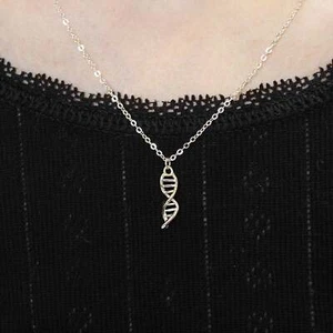 925 Sterling Silver DNA Molecule Necklace science genetics gift - Picture 1 of 7