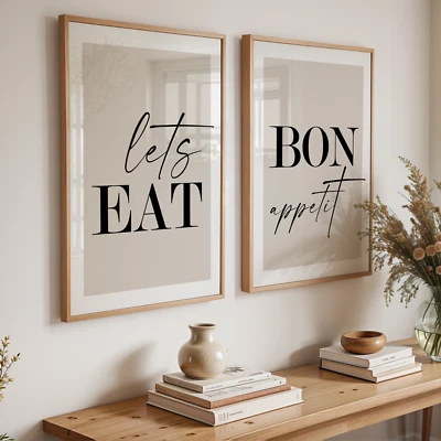 Conjunto de 3 impresiones de arte de pared galería cocina cita moderna Foto 1 de 4