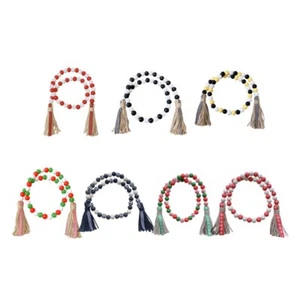 Home Tassels String Wooden Beads Christmas Garland Xmas Hanging Wall Decor - Picture 1 of 17