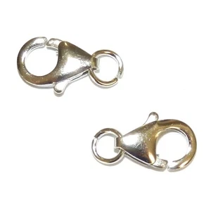 M6222 Fibbia per artiglio aragosta argento sterling brillante 10 mm con anello 2 pz - Foto 1 di 2