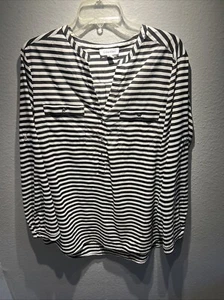 Calvin Klein Damen Gr. XL Top schwarz weiß gestreift Gürtel nicht enthalten - Bild 1 von 11