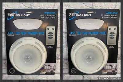 Lot Of 2 Bell + Howell Ceiling Light LED Wireless W/Remote No Wiring Bright LEDS - Image 1 of 3