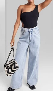 Jeans Wild Fable Super High Rise gamba larga nuovi (lavaggio blu chiaro, taglia 2) SP - Foto 1 di 5