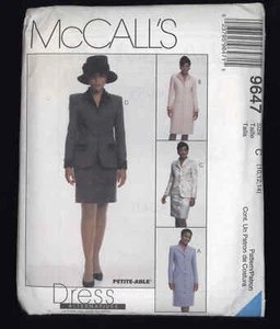 McCall's 1998 Muster Nr. # 9647 * Misses gefütterter Mantel/Kleid Jacke Rock 10-12-14 - Bild 1 von 3