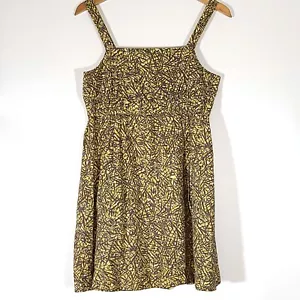 Anthropologie FEI Yellow White Taupe Empire Waist Camisole Top Tank Size Small - Picture 1 of 5