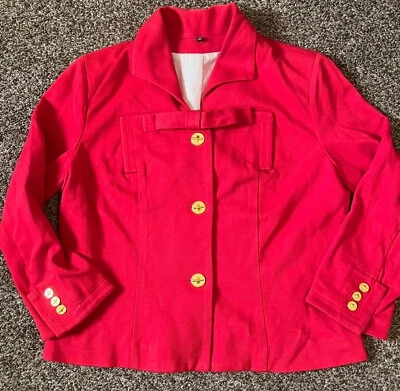 Blazer Cabi Rojo Lazo Coquet Para Mujer’s 6 Retro Años 60 Preppy Dorado Love Carol San Valentín Foto 1 de 4