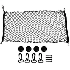 1X Black Nylon Car Rear Trunk Cargo Storage Organizer Elastic Mesh Net Universal - Picture 1 of 11