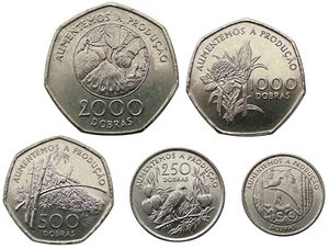 SAO TOMO E ISLAS DEL PRÍNCIPE - JUEGO DE 5 MONEDAS 100 - 5000 DOBRAS 1997 SIN CIRCULAR - Imagen 1 de 2