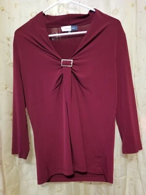JONES WEAR STUDIO Loose Fit Blouse w/ Buckle Formal Evening Red Maroon Size M - Image 1 of 3