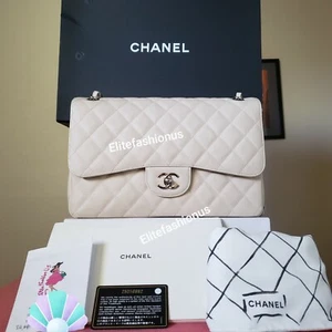 $11,700 CHANEL Classic beige Caviar silver hw  Jumbo double Flap Bag  - Picture 1 of 24