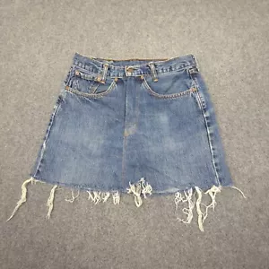 Vintage Levi's Skirt Womens 29 Blue Denim 512 Zip Fly Pockets Reworked Size 29 - Picture 1 of 9