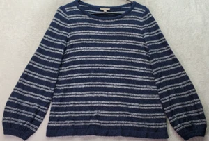 Lilla P Sweater Women Size PS Navy Stripe Viscose Long Sleeve Crew Neck Pullover - Picture 1 of 8