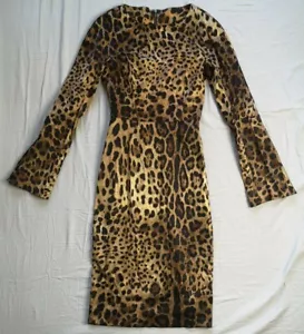 Dolce & Gabbana Leopard Print Silk Blend Midi Dress Size 38 Good Used Condition - Picture 1 of 6