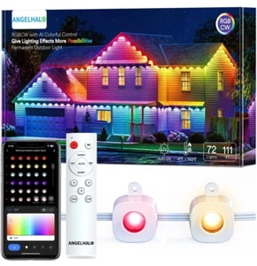 Angelhalo Permanent Outdoor Lights Pro, 111ft with 72 LED, IP67, Scene Modes New - Picture 1 of 4