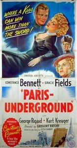 PARIS UNDERGROUND 1945 Constance Bennett, Gracie Fields US 3-SHEET POSTER - Picture 1 of 1