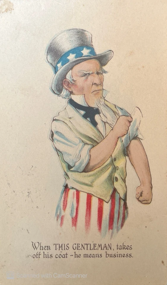 1917 EE. UU. Patriótica Postal Cubierta Tío Sam Significa Negocios Foto 1 de 2