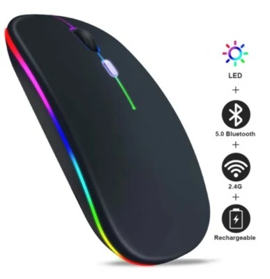 Bluetooth Rechargeable LED Mouse Wireless or Wired, Rechargeable  - Image 1 of 4