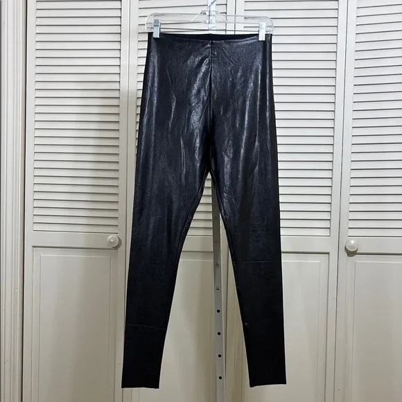 Commando Black Control Faux Leather Leggings Women Large Pjl2221