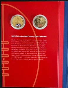 2023 $1 AFL Uncirculated Coins Twenty-Coin Collection Coloured UNC in Folder NEW - Foto 1 di 8