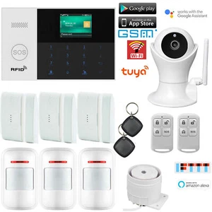 T08 Tuya APP WiFi GSM Wireless IR Sistema di allarme di sicurezza domestica + telecamera + Amazon Alexa - Foto 1 di 12