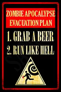 *APOCALIPSIS ZOMBIE* ¡HECHO EN EE. UU.! LETRERO DE METAL 8X12 WALKING DEAD DIVERTIDO BAR HOMBRE CUEVA - Imagen 1 de 1