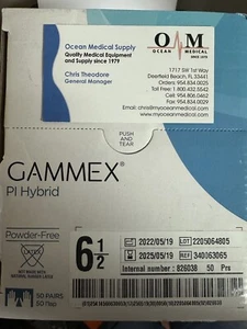 *50-Pairs* Ansell Gammex PI Hybrid PF Surgical Size-6.5 Gloves 340063065 - Picture 1 of 8