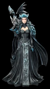 Magierin Figur schwarz - Dark Queen mit Drache - magische Deko Dragon Geschenk - Bild 1 von 7