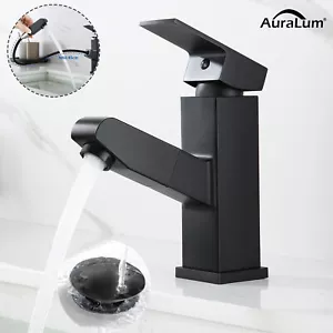 Schwarz Waschtischarmatur Ausziehbar Brause Waschbecken Wasserhahn Mischbatterie - Bild 1 von 27
