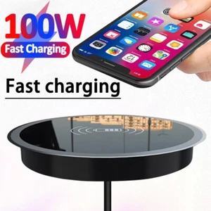 100W Desk Embedded Wireless Charger for iPhone Counter Desktop Bedside Table - Picture 1 of 11