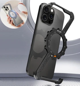 For iPhone 16 Pro Max 15 14 13 Aluminum Alloy Phone Case Magnetic Stand Bumper - Picture 1 of 20